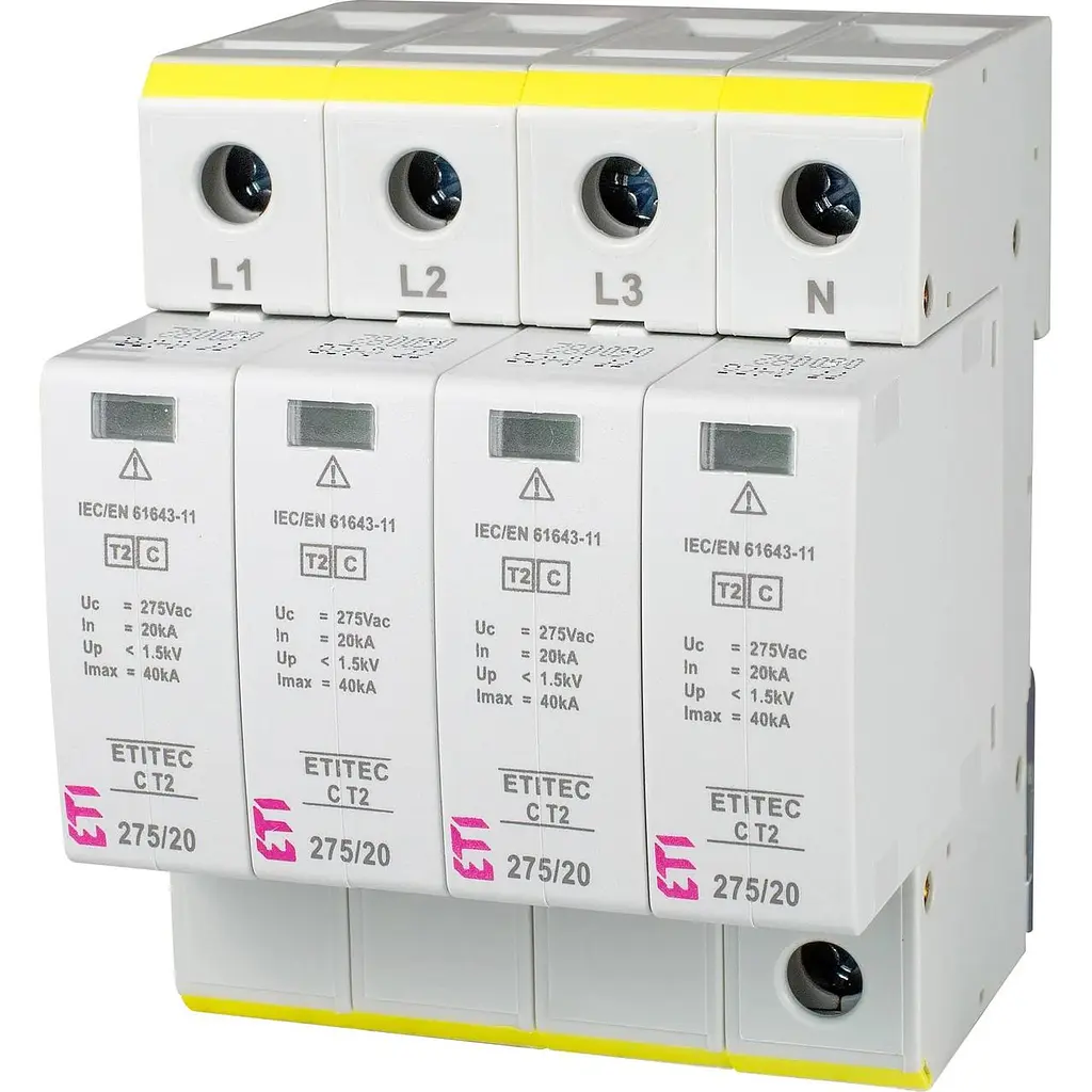 Обмежувач перенапруги ETI ETITEC C T2 275/20 (4+0) 4p (2440395)