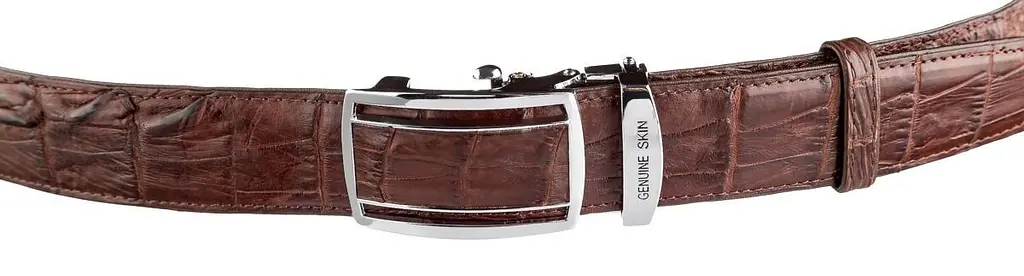 Ремінь-автомат з натуральної шкіри крокодила (каймана) коричневий CROCODILE LEATHER 18235 120 см - фото 2