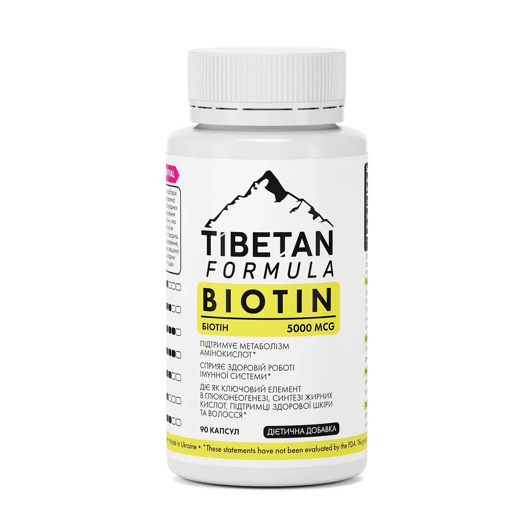 Біотин Tibetan Formula вітамін В7 5000 мг 90 капсул