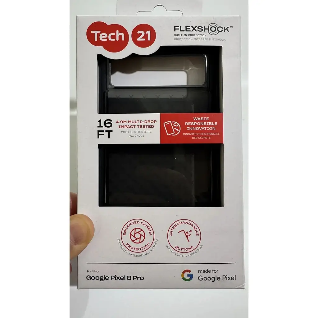 Оригінальний протиударний силіконовий чохол Tech21 Evo Check для Google Pixel 8 Pro (6.7") Smokey Black - фото 4
