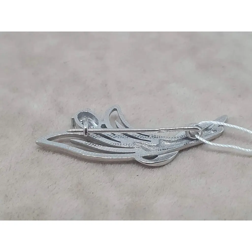 Срібна брошка Ірій з фіанітами. 9526 ЗЕЛ - фото 3