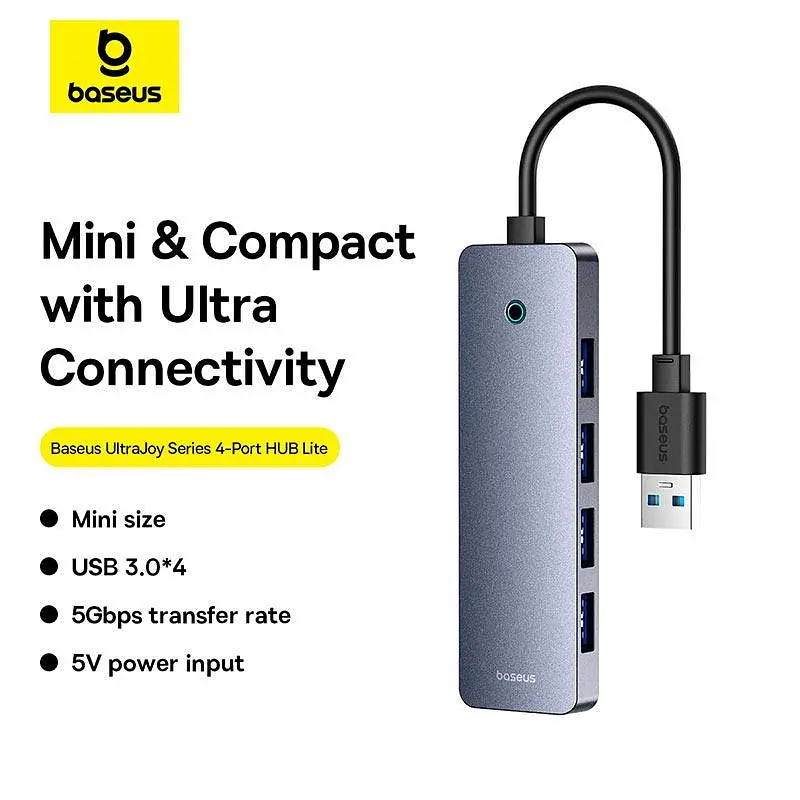 Hub адаптер Baseus UltraJoy Series 4-Port Hub Lite USB-A to USB 3.0 x 4 5 Gbps 15 cm - фото 2