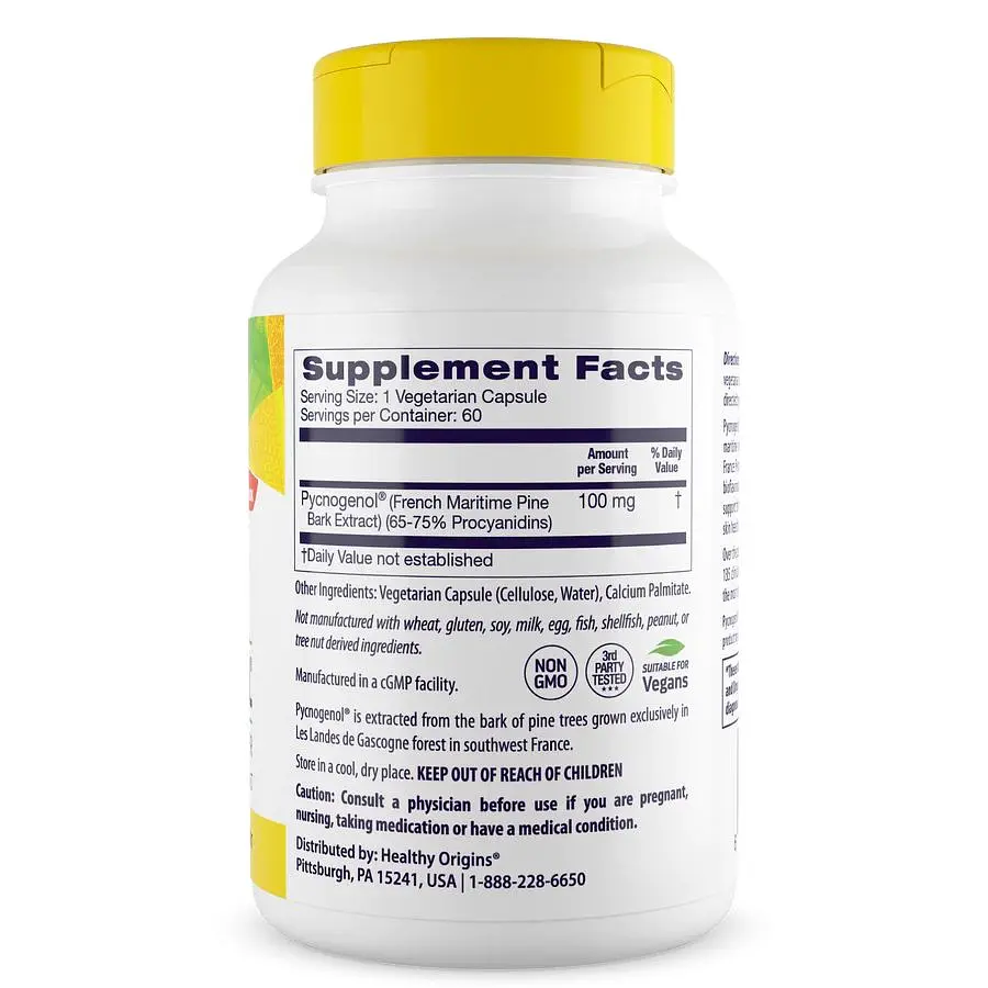 Натуральна добавка Healthy Origins Pycnogenol 100 mg 60 вегакапсул - фото 2
