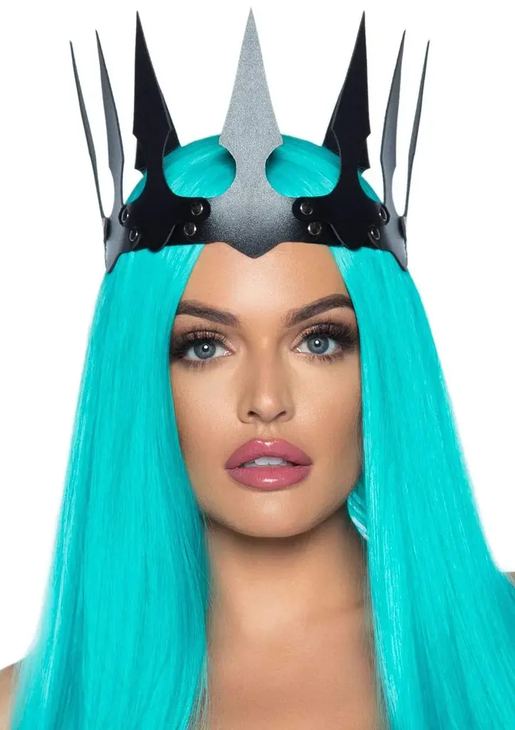 Сексуальна корона Leg Avenue Faux leather spiked crown Black з екошкіри (чорний)