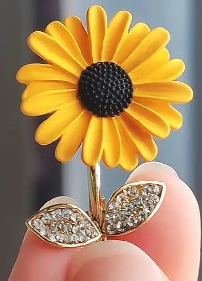 Брошь Подсолнух брошь-булавка желтая - фото 2