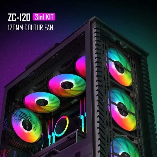Комплект вентиляторов Zezzio ZC-120 SRGB 3 in 1 Kit (ZC-120 Colorful 3in1) - фото 6