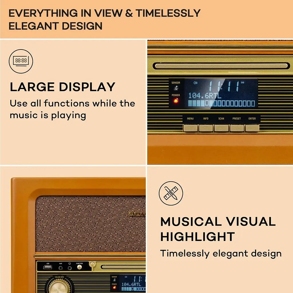 Акустична ретро стереосистема Auna Belle Epoque 1906 DAB (10040014) - фото 4