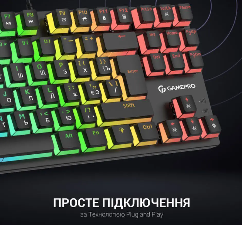 Клавіатура ігрова механічна GamePro MK-80B USB Blue switch (Clicky) RGB Black - фото 8