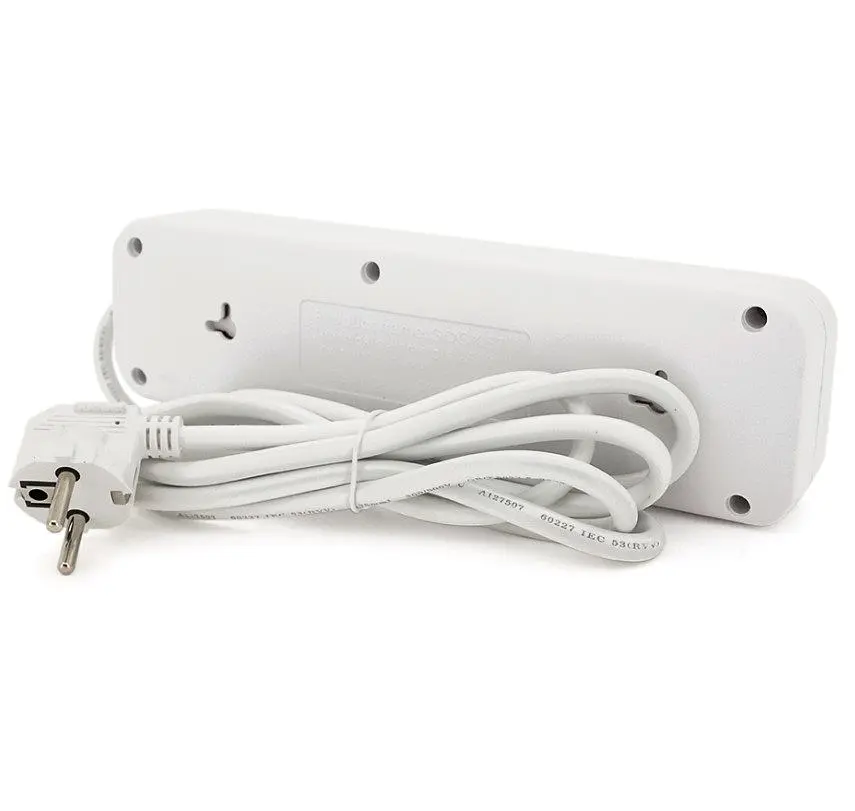 Мережевий фільтр подовжувач Voltronic F-23, 3 розетки EU, 2 м, 3х0,75 мм, 2500 W, White - фото 2