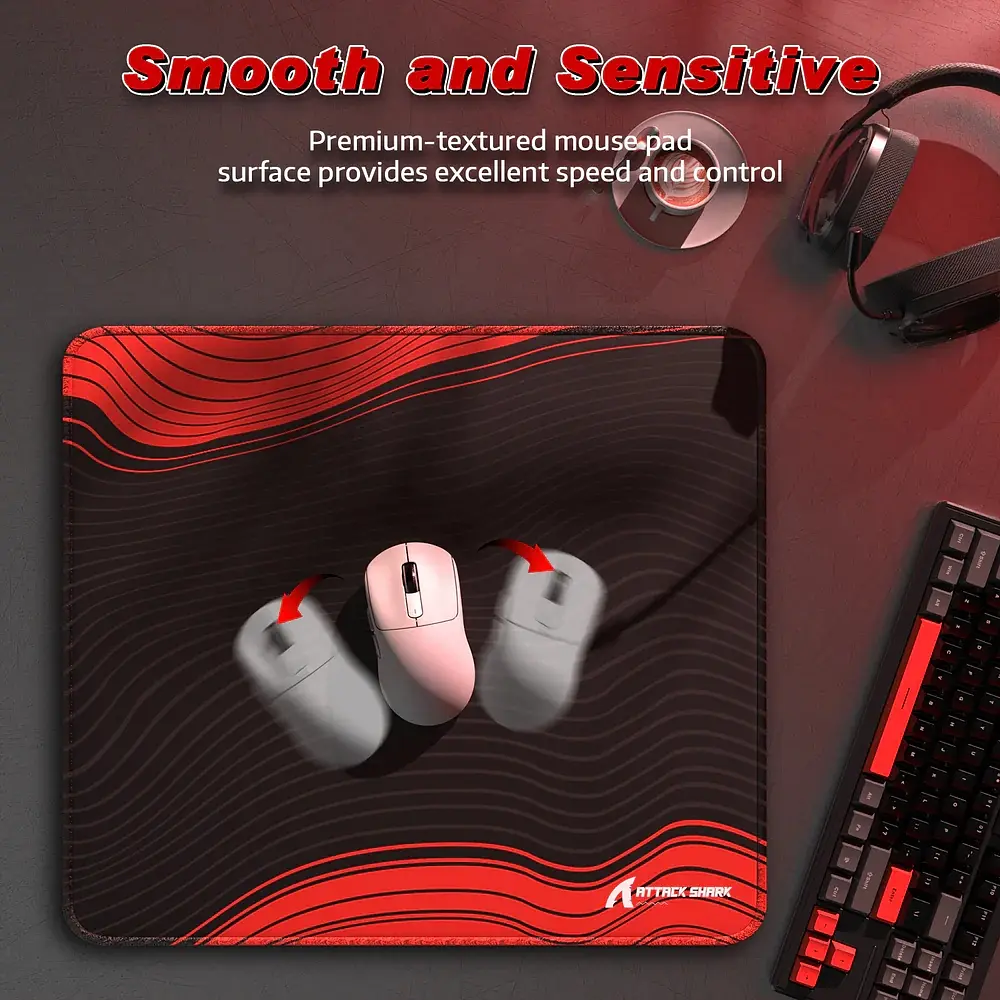 Ігрова поверхня Attack Shark CM02 450x400x4мм Contour line Black Red - фото 3