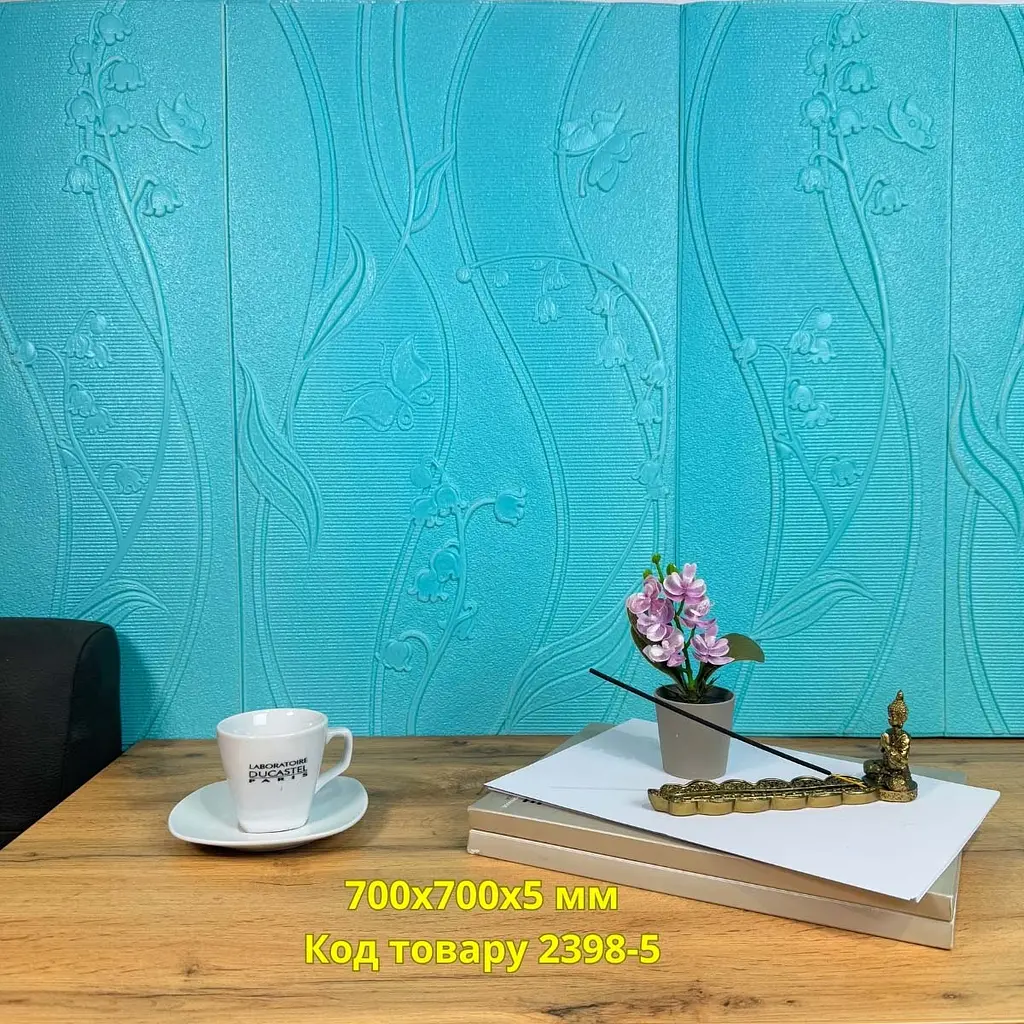 Самоклеюча 3D панель Loft Expert конвалія блакитна 700x700x5 мм - фото 2