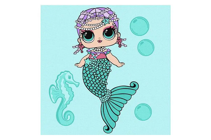 Набір для розпису за номерами 40x40 см KHO6262 "L.O.L. Mermaids Merbaby" Ideyka - фото 2
