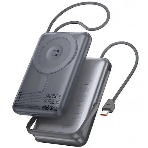 Універсальна мобільна батарея Hoco Q43 Clever dual PD20W power bank with cable watch charger holder 10000mAh металево-сірий