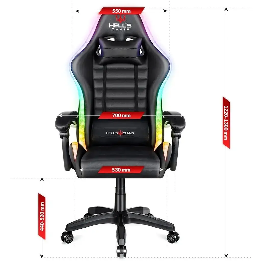 Комп'ютерне крісло Hell's HC-1003 Led RGB Black - фото 5