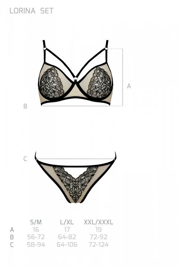 Комплект Passion LORINA SET, XXL/XXXL, beige, бюстгальтер та трусики - фото 5