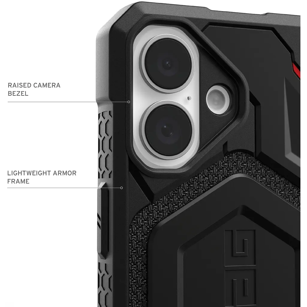 Оригинальный противоударный чехол UAG Monarch Pro MagSafe для Iphone 16 Plus Kevlar Black 114455113940  - фото 12