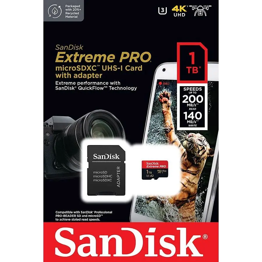 Карта пам'яті SanDisk microSDXC 1TB Extreme Pro UHS-I U3 + SD Adapter [SDSQXCD-1T00-GN6MA] [80275] - фото 5