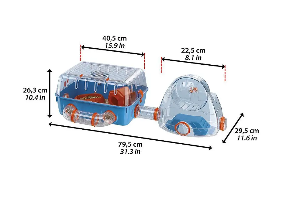 Клітка для хом'яків Ferplast Combi 2 з міні-спортзалом синя 79.5х29.5х26.3 см 57932599 - фото 2