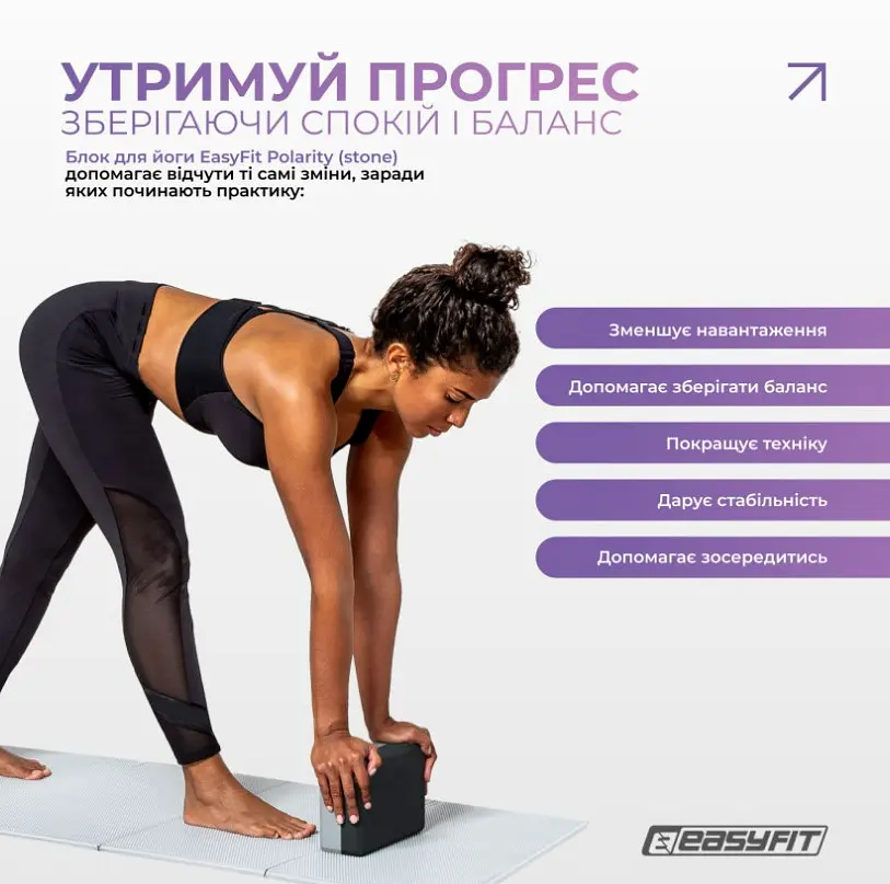 Блок для йоги EasyFit Polarity (stone) (EF-1821-GYBK) - фото 6