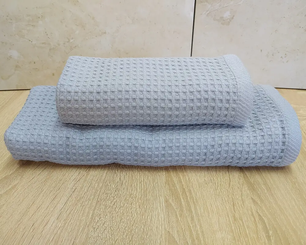 Набір турецьких вафельних рушників 50х90+70х140 Mercan Blue