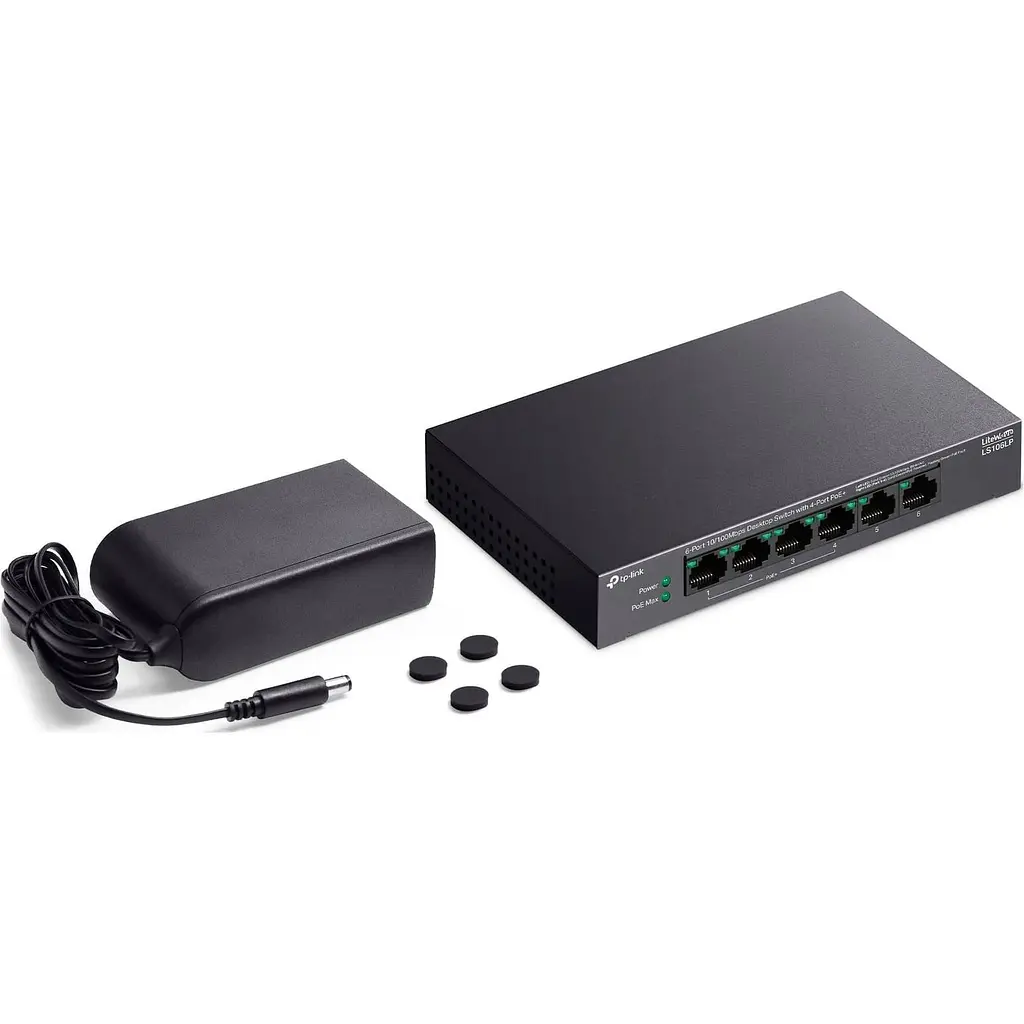 Комутатор TP-Link LiteWave LS106LP 6-Port Fast Ethernet PoE+ Black (LS106LP) - фото 7