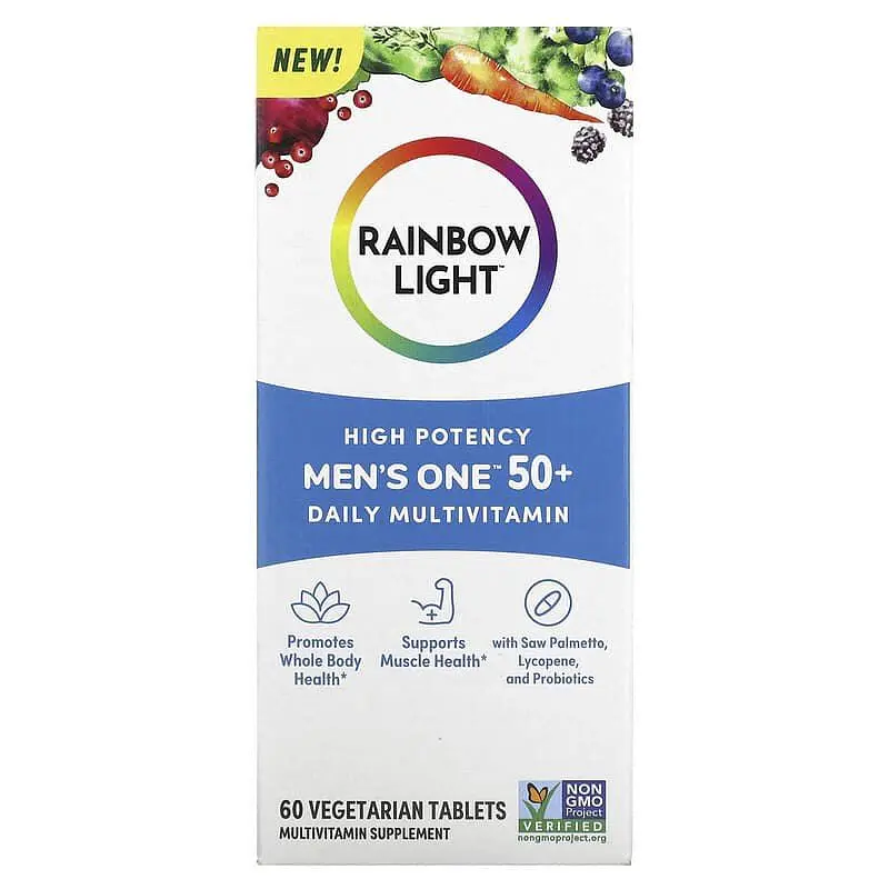 Мультивітаміни для чоловіків Rainbow Light Men's One 50+ High potency 60 вегетаріанських пігулок - фото 2