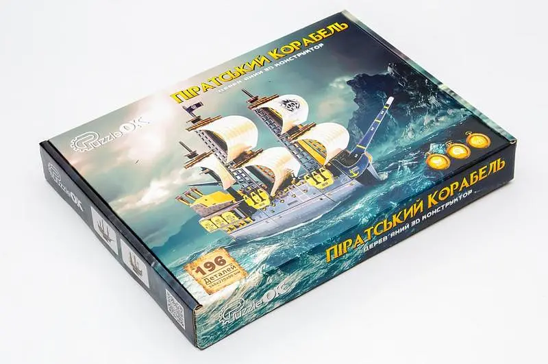 Дерев'яний 3D конструктор "Піратський корабель" Puz-00928 р. 34 x 27 x 9см PuzzleOk - фото 4