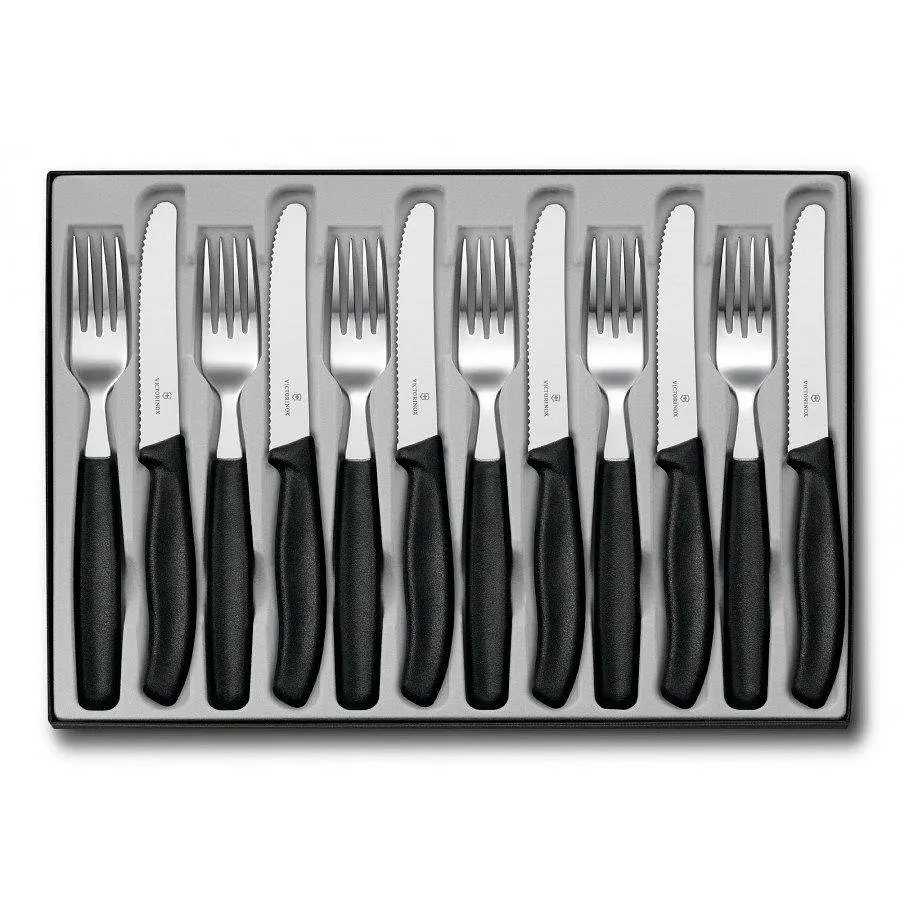 Набір кухонний Victorinox SwissClassic Table Set 12шт з чорн. ручкою (6 ножів, 6 віделок)