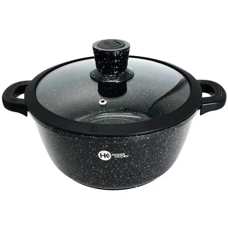 Набір каструль з антипригарним гранітним покриттям Higher Kitchen XPRO НК-324 чорний (42863-НК 324_2356) - фото 6