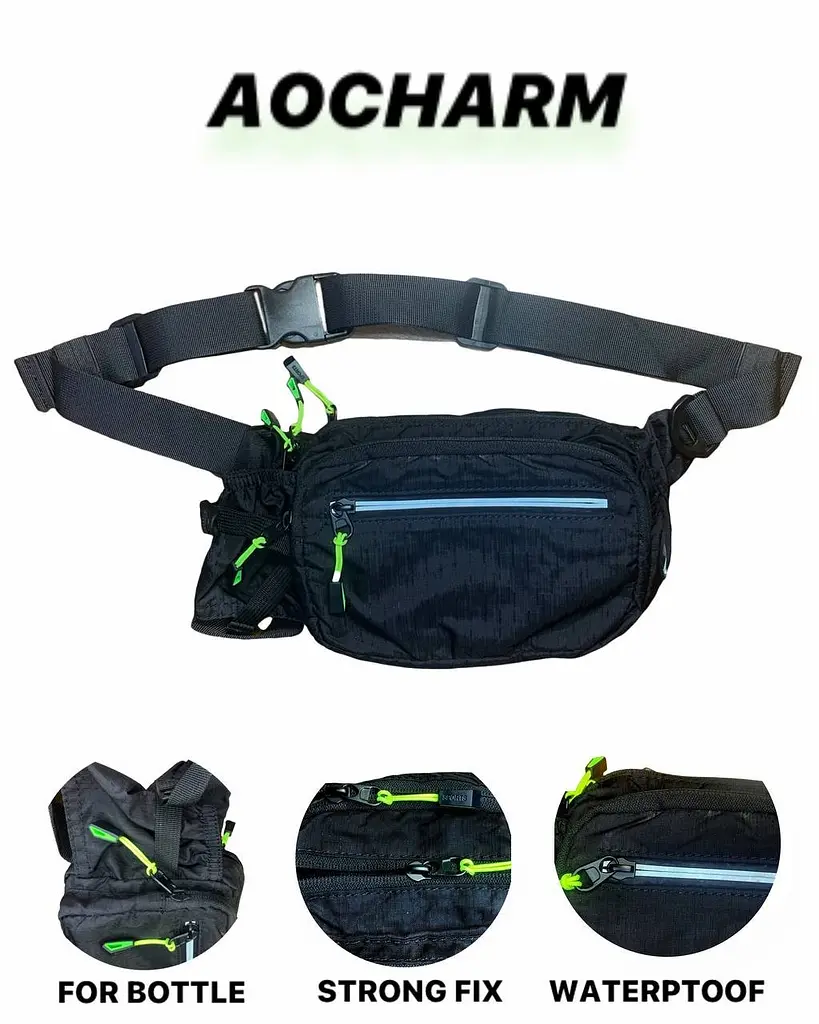 Універсальна спортивна сумка AOCHARM Ultra для бігу, фітнесу та велопрогулянок з кишенею для пляшки 0,6 л, Чорна (2374958) - фото 3