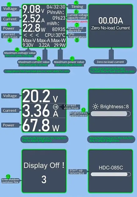 USB-C - тестер з мульти-екранним інтерфейсом Atorch AT085 ((Hidance) - фото 7