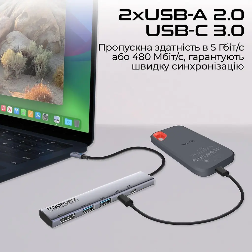 USB-хаб Promate на 5 портов (linkhub-5x) - фото 6