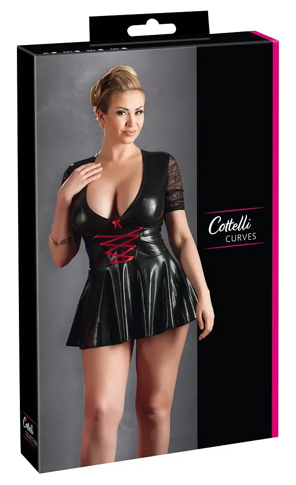 Мини-платье Cottelli Collection Vinyl Lack Wetlook Latex XL черный - фото 6