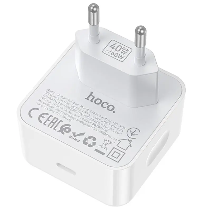 МЗП Hoco C161A Speed PD40W (1USB-C) White - фото 3