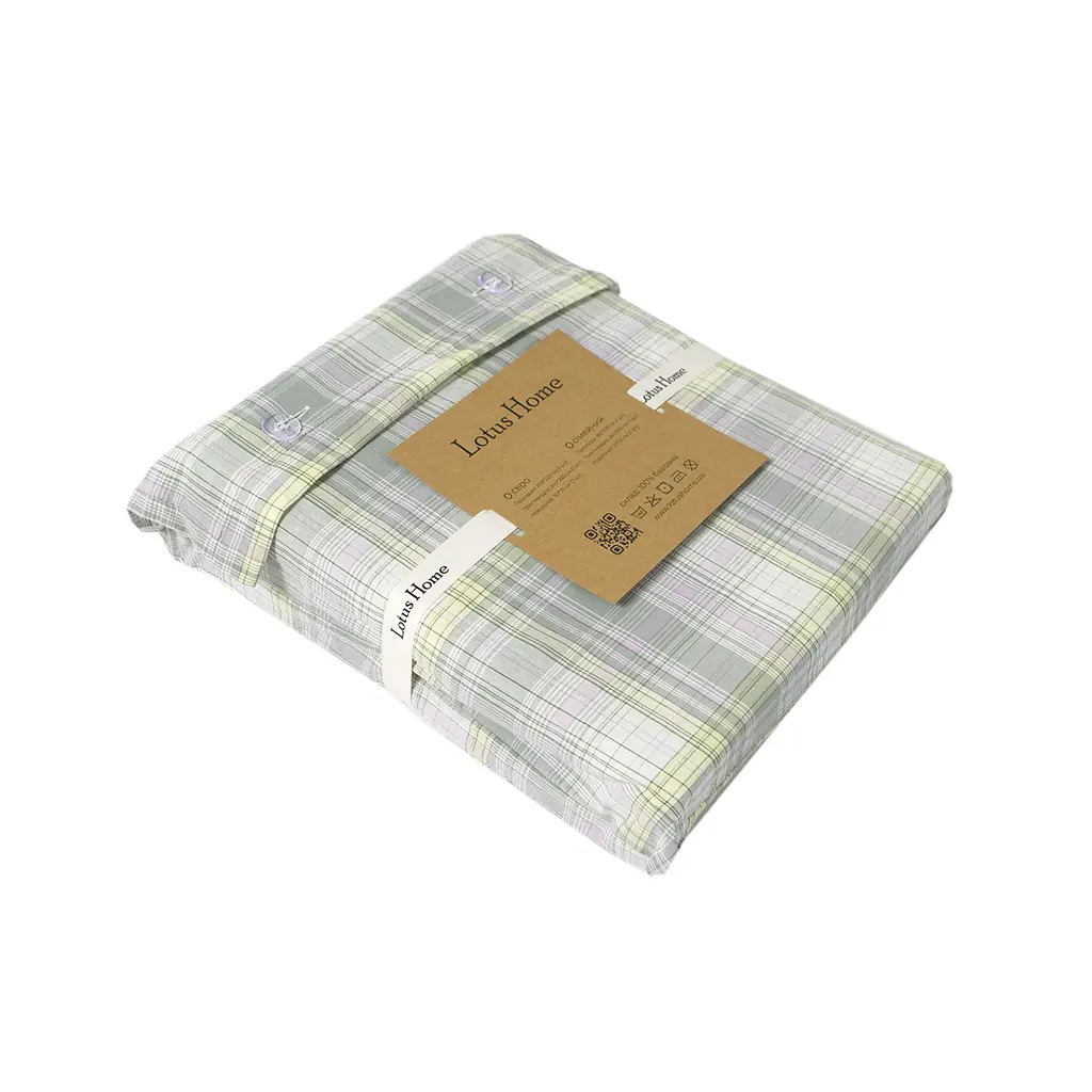 Постельное белье Lotus Home - Checked Madras зеленый евро - фото 6