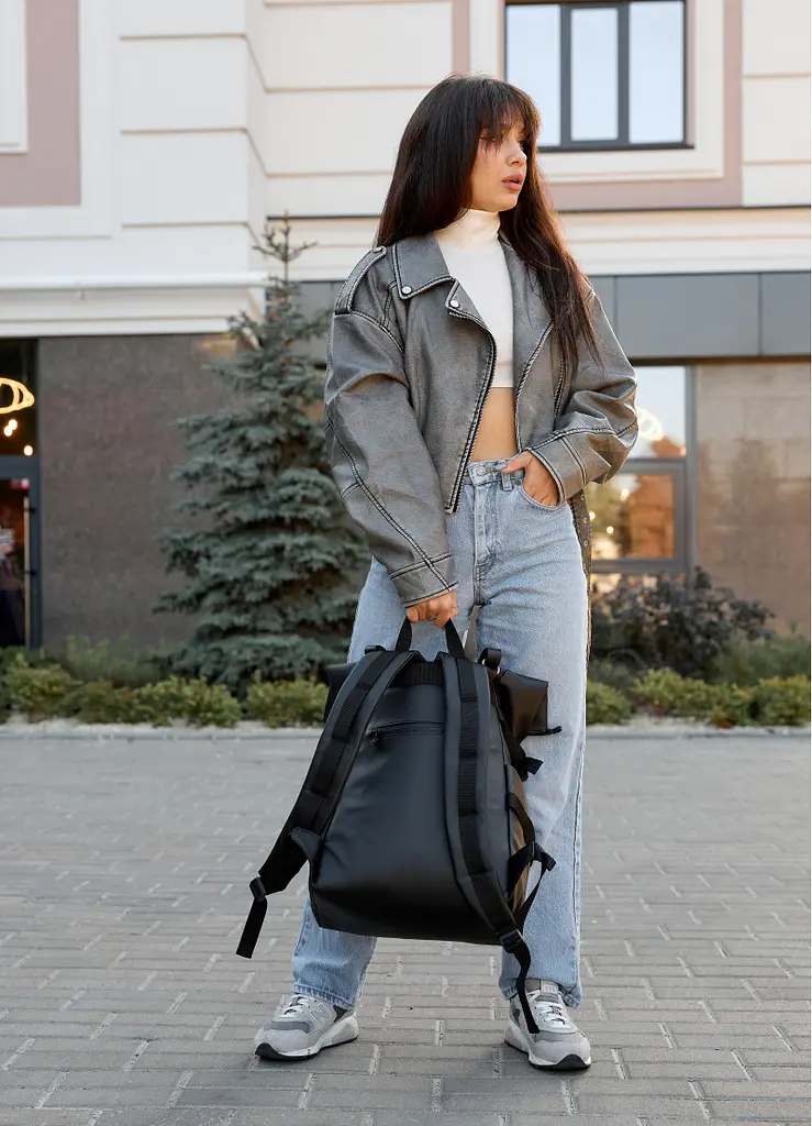Жіночий рюкзак Sambag ROLLTOP HACKING чорний 41 x 30 x 16 см (24460001) - фото 6
