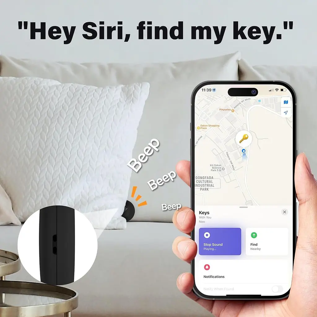Відстеження Bluetooth зі шкіряним брелоком, локатор ключів, трекер багажу, сертифікат MFi тільки для iOS, працює з програмою Find - фото 3