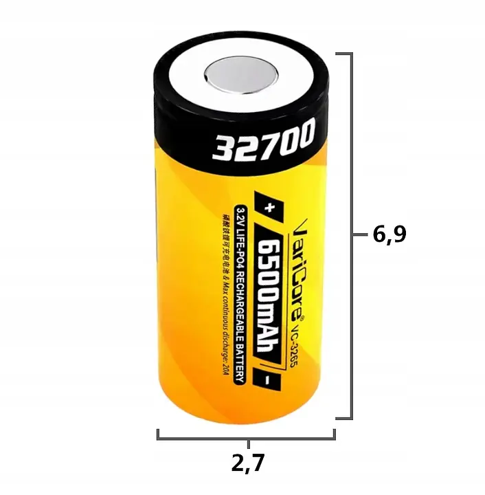 Акумулятор VariCore 32700 LIFE-PO4 6500mAh 3.2V VC-3265 N 55A Жовтий (2910384317) - фото 2