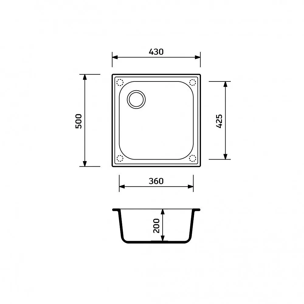 Кухонна мийка Adamant COMPACTA чорна 430x500x200 мм, без крила 43 см - фото 2