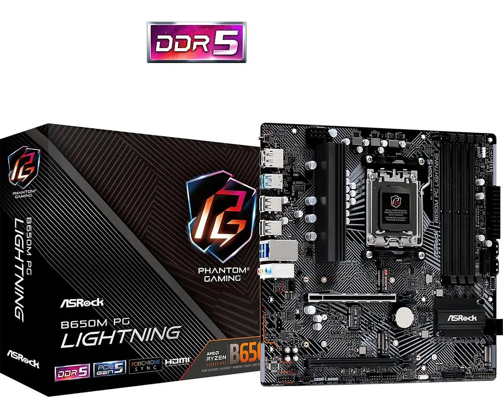 Материнская плата AsRock B650M PG LIGHTNING (B650M PG LIGHTNING) (Socket AM5, AMD B650, Micro-ATX) - фото 5