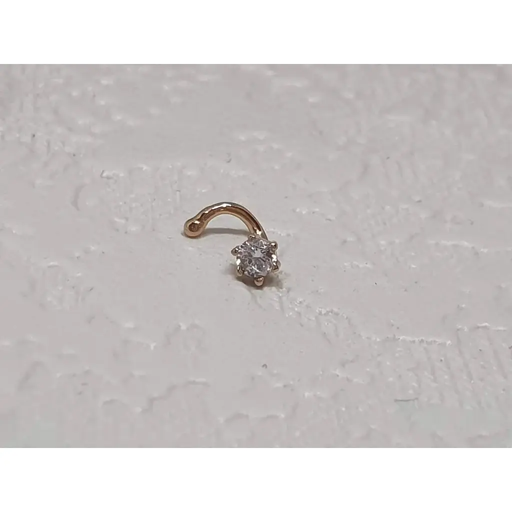 Золотая серьга-пирсинг Favoritum в нос с фианитом. 311141 - фото 2