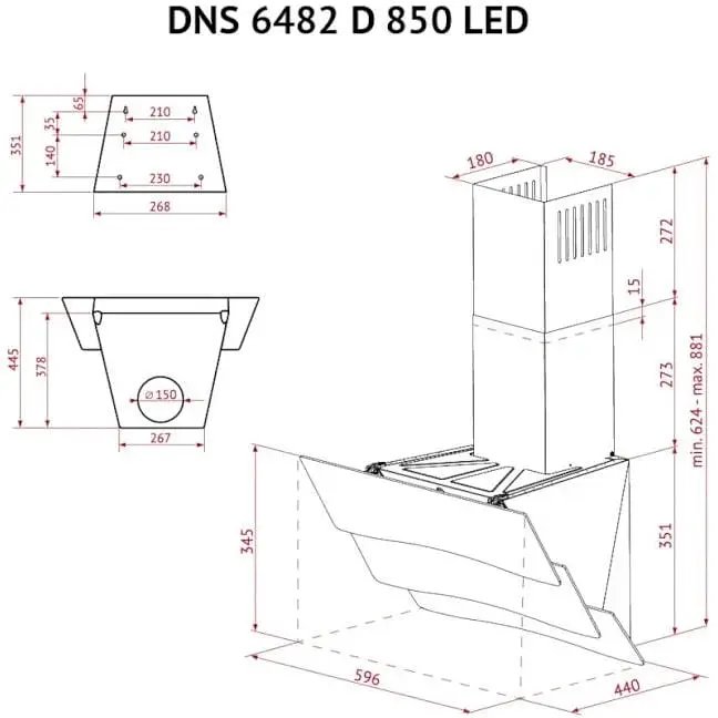 Вытяжка Perfelli DNS 6482 D 850 BL LED - фото 11