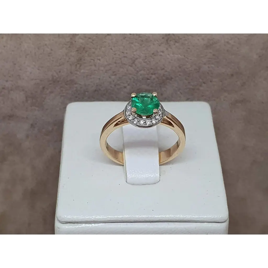 Золоте кільце Ірис з діамантами і смарагдом. 1КИ13269 16,5 - фото 4