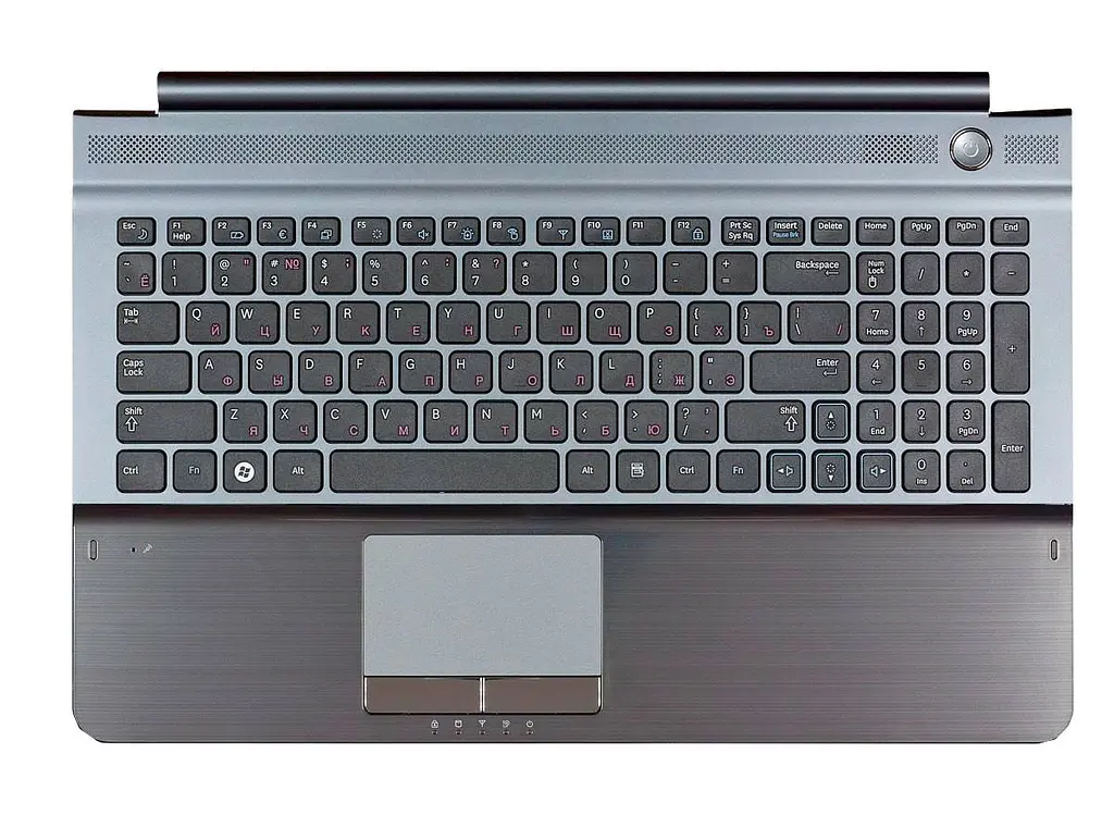 Клавіатура для ноутбука Samsung (RC510) Чорна, (Сіра верхня частина) - фото 2
