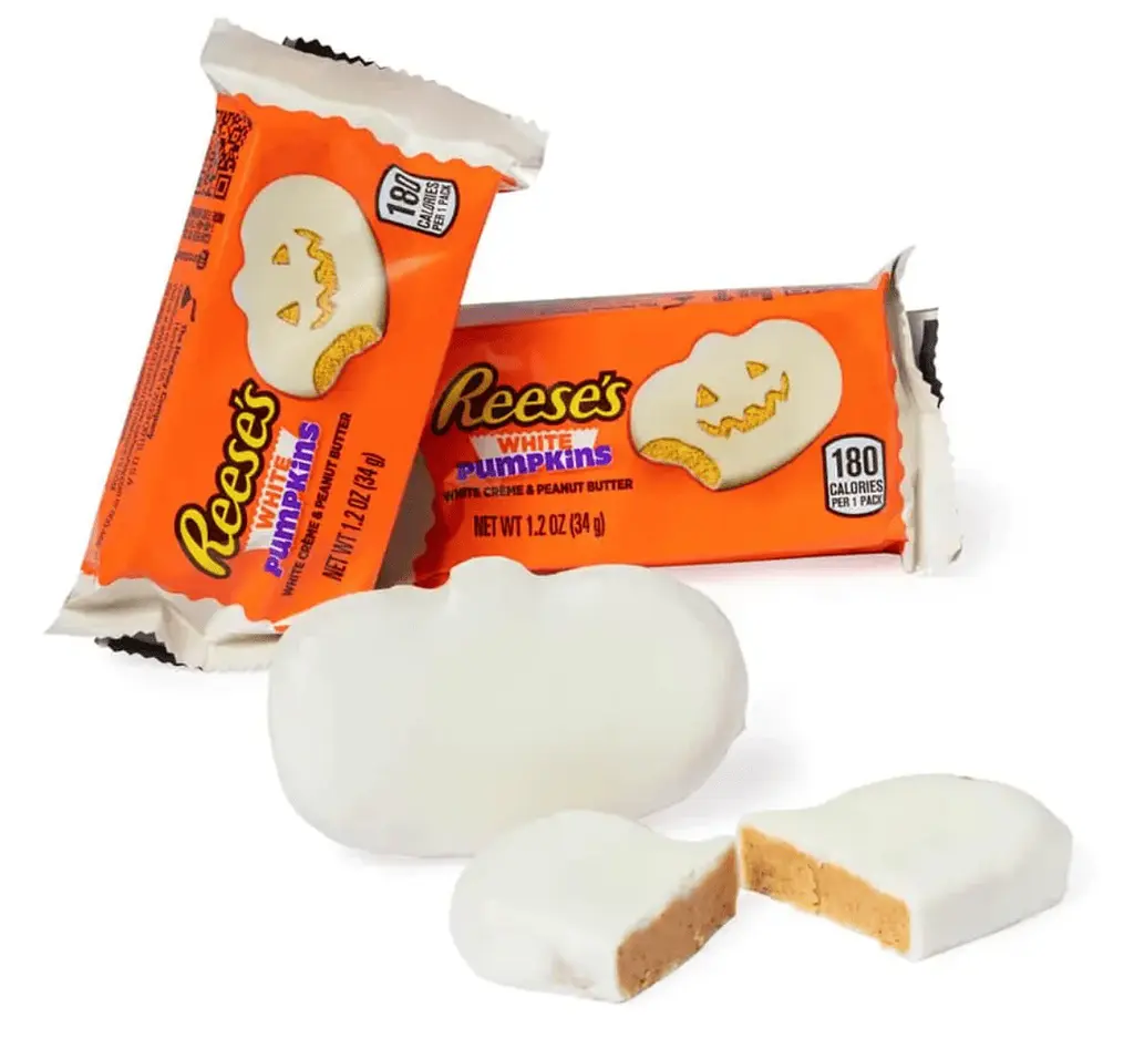 Шоколадні цукерки Reese's Halloween White Creme Peanut Butter Pumpkin Candy Pack 6шт x 34г - фото 3