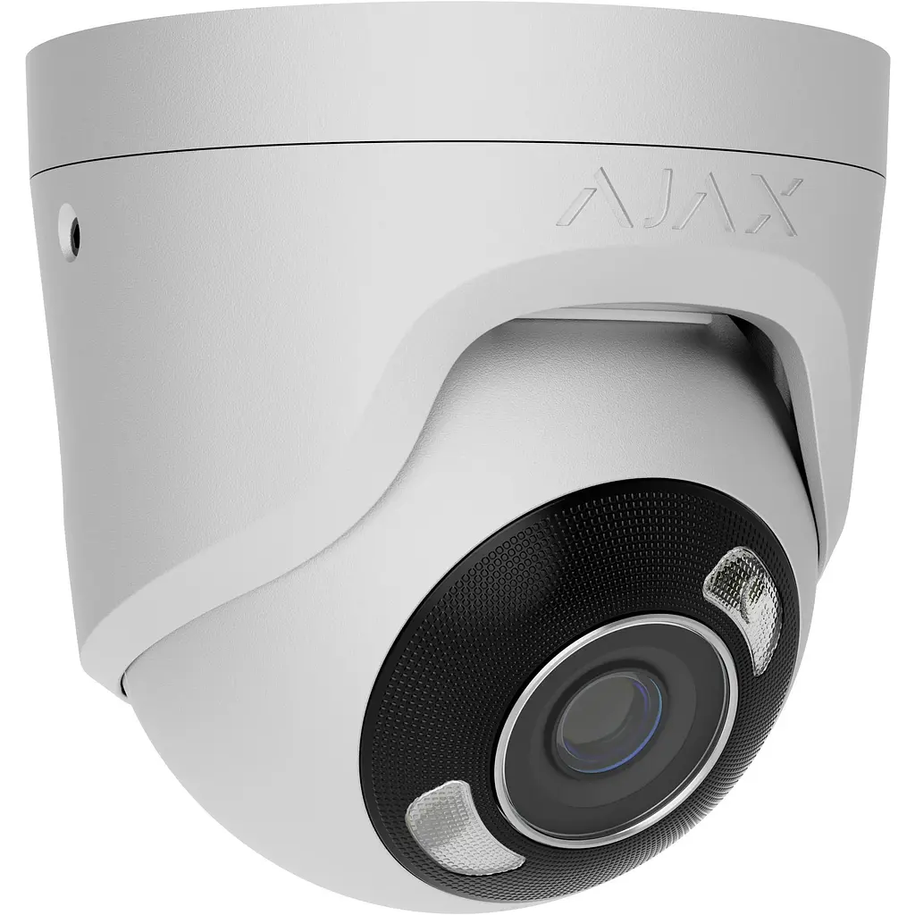 IP-камера Ajax дротова TurretCam HL white, 5мп, 4мм, гібридне підсвічування IR 35м, Led білий 50м, Poe, True WDR, IP 65, ІЧ 35м, аудіо, 75° до 85°, купольна, біла - фото 4
