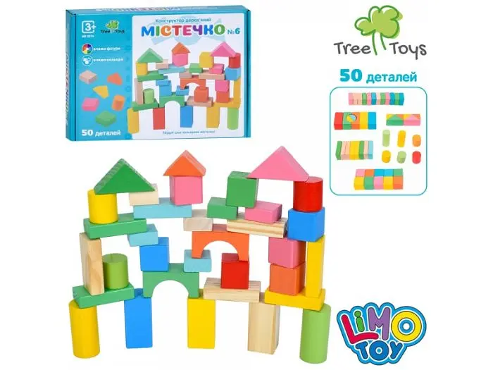 Конструктор дерев'яний Tree Toys Будівельні блоки Містечко 50 дет. - фото 2
