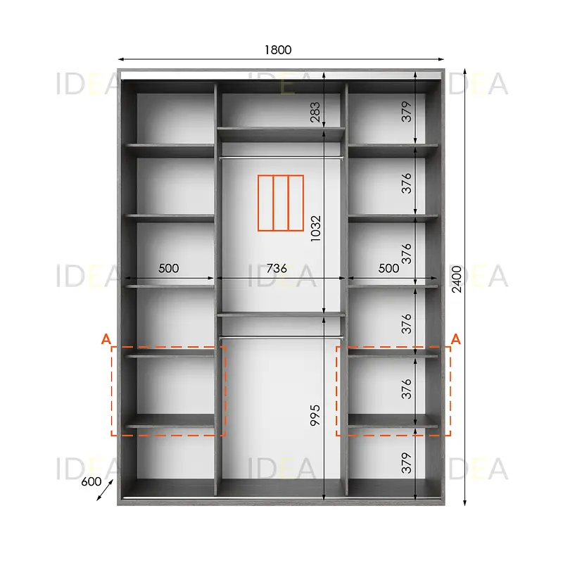 Шафа-купе Idea серія 3 180 x 60 x 240 см Венге темний - фото 2