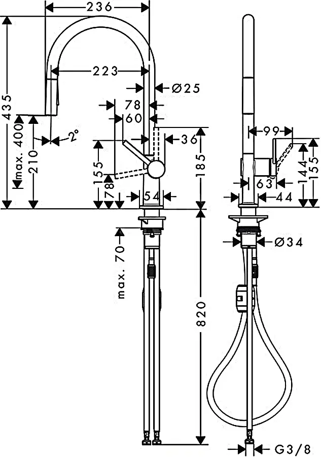 Смеситель для кухни Hansgrohe Talis M54 210 2jet с выдвижным изливом Matt Black 72800670 Черный матовый - фото 3