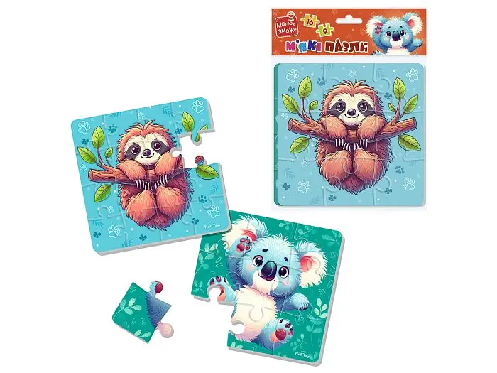 Пазли м’які Лінивець та коала, Vladi Toys, 9 і 16 ел.